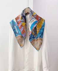 26" Square Scarf Women Neckerchief Wrap Happy knot Print Mulberry Silk 07FC0E-D4 - KOEEK