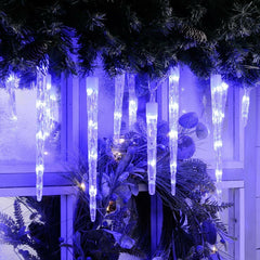 Christmas Lights Outdoor Indoor LED Icicle Lights Timer Function Blue & White 07FC0E-D4 - KOEEK