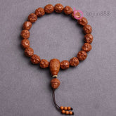 12mm Natural Walnut Handcarved Eighteen Arhat Hand String Amulet Bracelet 07FC0E-D4 - KOEEK