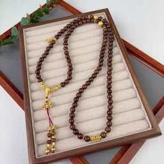 Chinese Style Vintage Sandalwood Necklace Ethnic Buddha Bead Handmade Jewelry 07FC0E-D4 - KOEEK