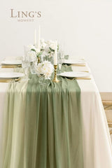 Sage Green & Campsite Chiffon Like Table Runner 30" x 120" (Set of 2) 07FC0E-D4 - KOEEK