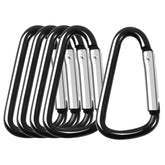 5 PCS D Shape Black Aluminum Carabiner Clip Snap Hook Small Camping 07FC0E-D4 - KOEEK