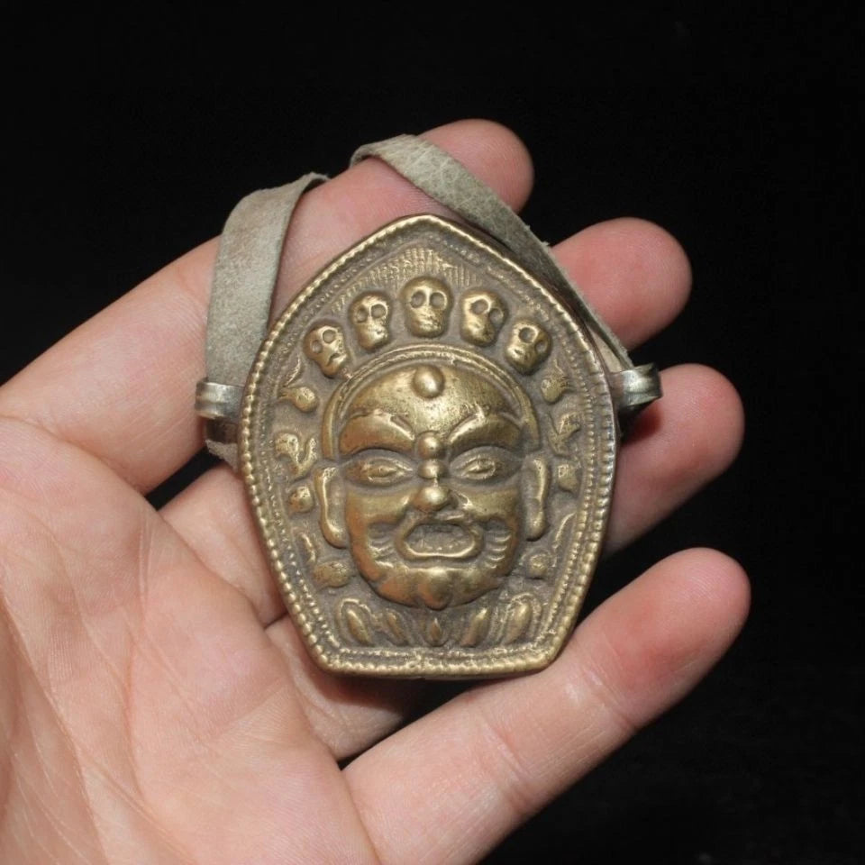 5.5*5.5*3cm Brass Nepal Tibetan Mahakala Gawu Prayer Box Pendant Buddhist Amulet 07FC0E-D4 - KOEEK
