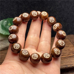 Bodhi Bead Bracelet Yin Yang Bagua Carving Prayer Beads Unisex Buddhist 07FC0E-D4 - KOEEK