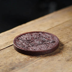11.5cm Chinese Purple Clay Handcarved Qilin Zen Tea Tray Teaware Base Coaster 07FC0E-D4 - KOEEK