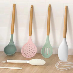 Silicone Cooking Utensils Set - 446°F Heat Resistant Silicone Kitchen Utensils 07FC0E-D4 - KOEEK