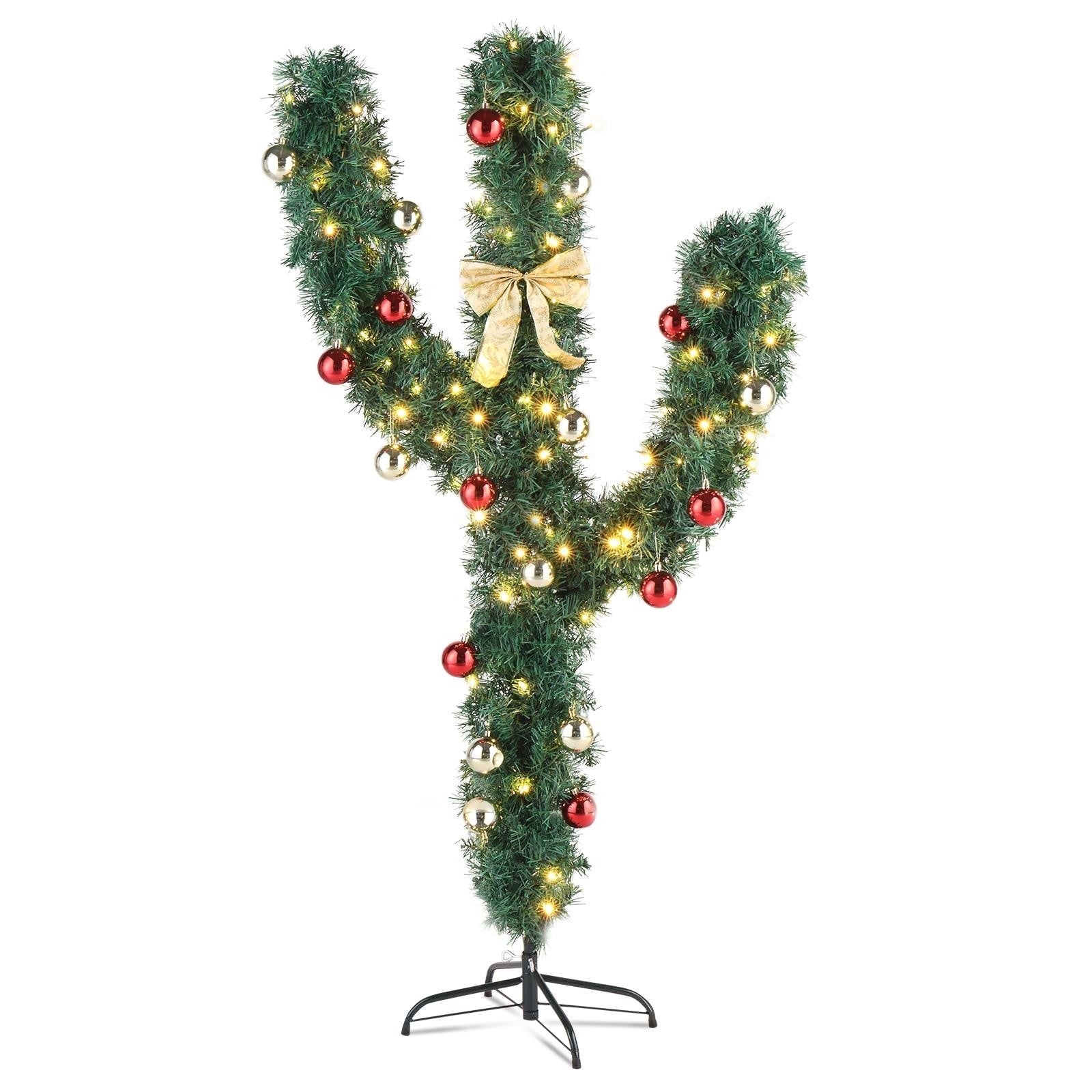 5FT Cactus Shape Christmas Tree With 110 Changing LED lights 8 Modes 07FC0E-D4 - KOEEK