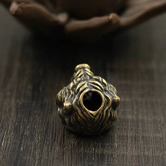 Brass Bear Head Knife Lanyard Bead Paracord Keychain Pendant Bracelet Bead EDC 07FC0E-D4 - KOEEK