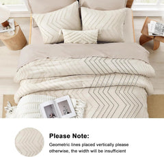 King Size Beige Comforter Set, 3-Piece Cream Tufted Bedding Comforter Set 07FC0E-D4 - KOEEK