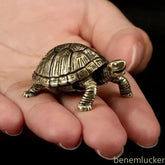 4.4cm Brass Longevity Turtle Animal Figurine Small Tea Pet Home Decoration 07FC0E-D4 - KOEEK
