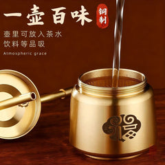 Brass Fu Pattern Cylinder Hookah Water Pipe Detachable Filter Tobacco Pipe 07FC0E-D4 - KOEEK