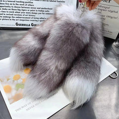 Real Large Crystal Fox Tail Fur 1PC Keychain Charm Bag Pendant Tassel Bag Tag 07FC0E-D4 - KOEEK