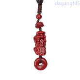 1Pc Chinese Cinnabar Lotus Flower Key Chain Pendant Good Luck Bead Pendant 07FC0E-D4 - KOEEK