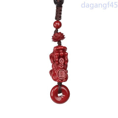 1Pc Chinese Cinnabar Lotus Flower Key Chain Pendant Good Luck Bead Pendant 07FC0E-D4 - KOEEK
