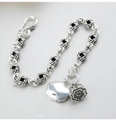 Lotus Leaf Pod Bracelet Fashion Vintage Silver Plated Bracelet for Women 07FC0E-D4 - KOEEK