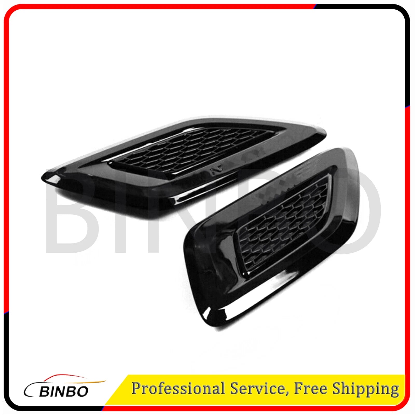 2x Front Hood Vent Air Grille Cover Glossy Black For 14-17 Range Rover Sport 07FC0E-D4 - KOEEK