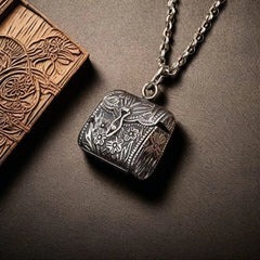 Openable Plum Blossom Money Bag Pendant Vintage Handbag Creative Box Necklace 07FC0E-D4 - KOEEK