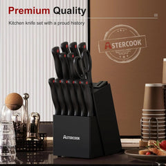 Knife Set, 15-Piece Kitchen Knife Set with Built-in Knife Sharpener 07FC0E-D4 - KOEEK