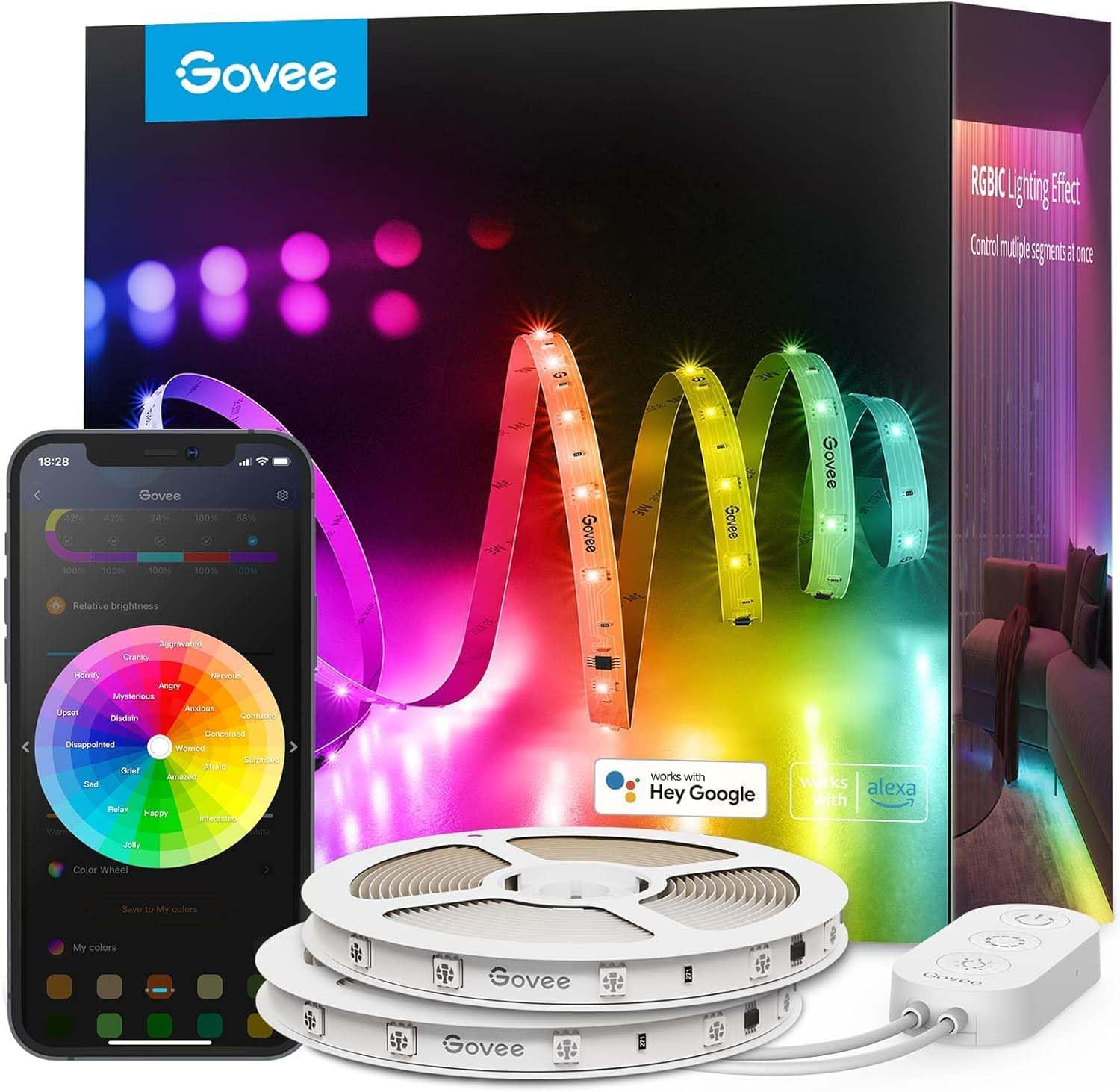 Govee 100Ft RGBIC LED Strip Lights, Smart LED Lights Work with Alexa and Google GOVEE - KOEEK