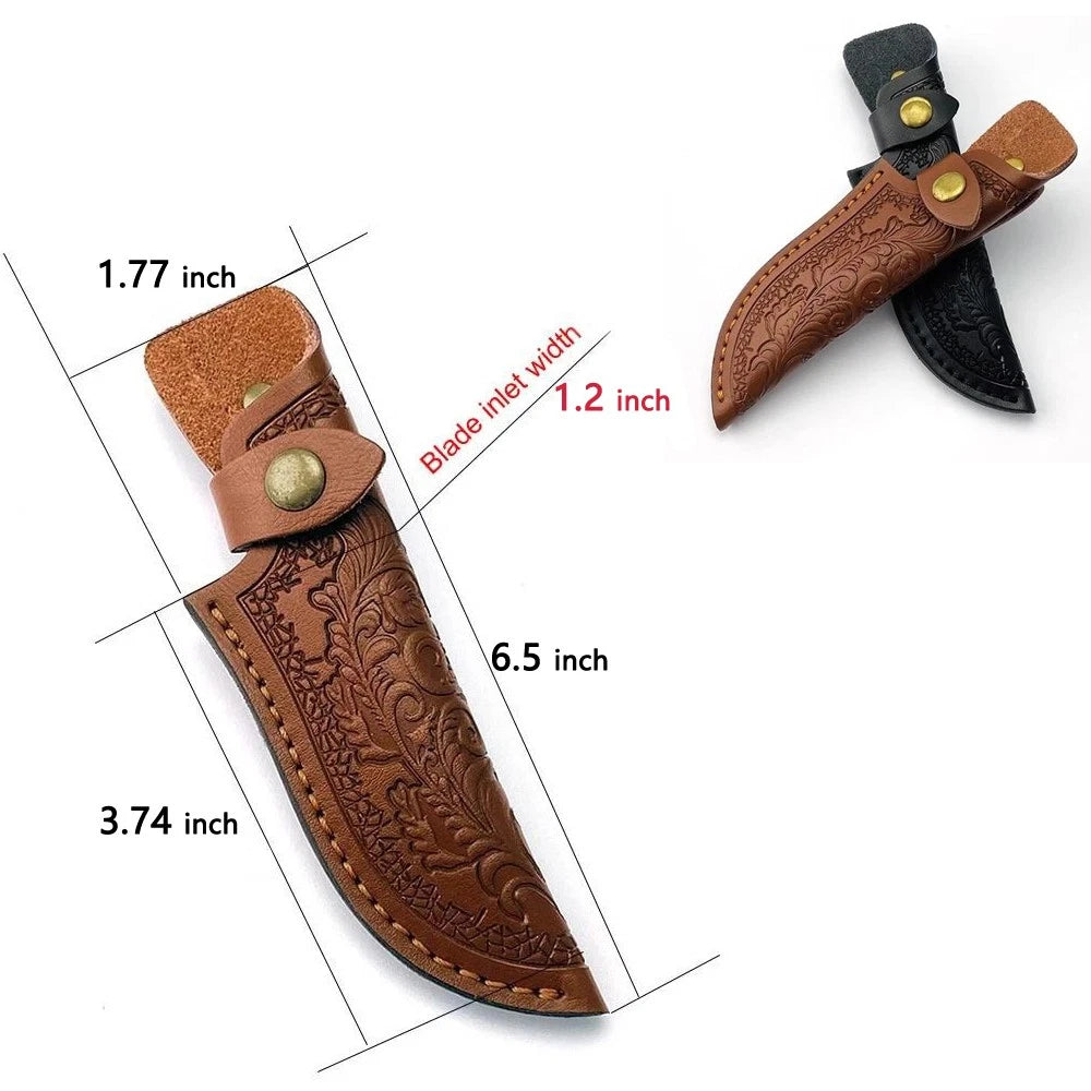 Cowhide Straight Knife Sheath Leather Pocket Sheath Outdoor Belt Case Protective 07FC0E-D4 - KOEEK