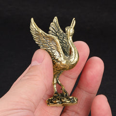 Solid Brass Crane Figurine Small Statue Home Ornament Figurines Animal Gifts Toy 07FC0E-D4 - KOEEK