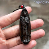 6cm Retro Agarwood Handmade Carve Guanyin Pendant Necklace Handicraft Chinese 07FC0E-D4 - KOEEK