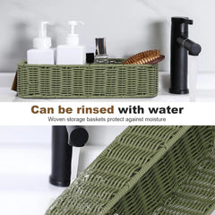 Storage Wicker Basket Decor: Green Decorative Storage Bin for Countertop Shelves 07FC0E-D4 - KOEEK