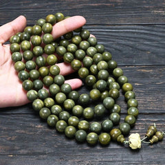 Green Sandalwood 108 Beads Lotus Mala Bracelet Unisex Prayer Jewelry 07FC0E-D4 - KOEEK