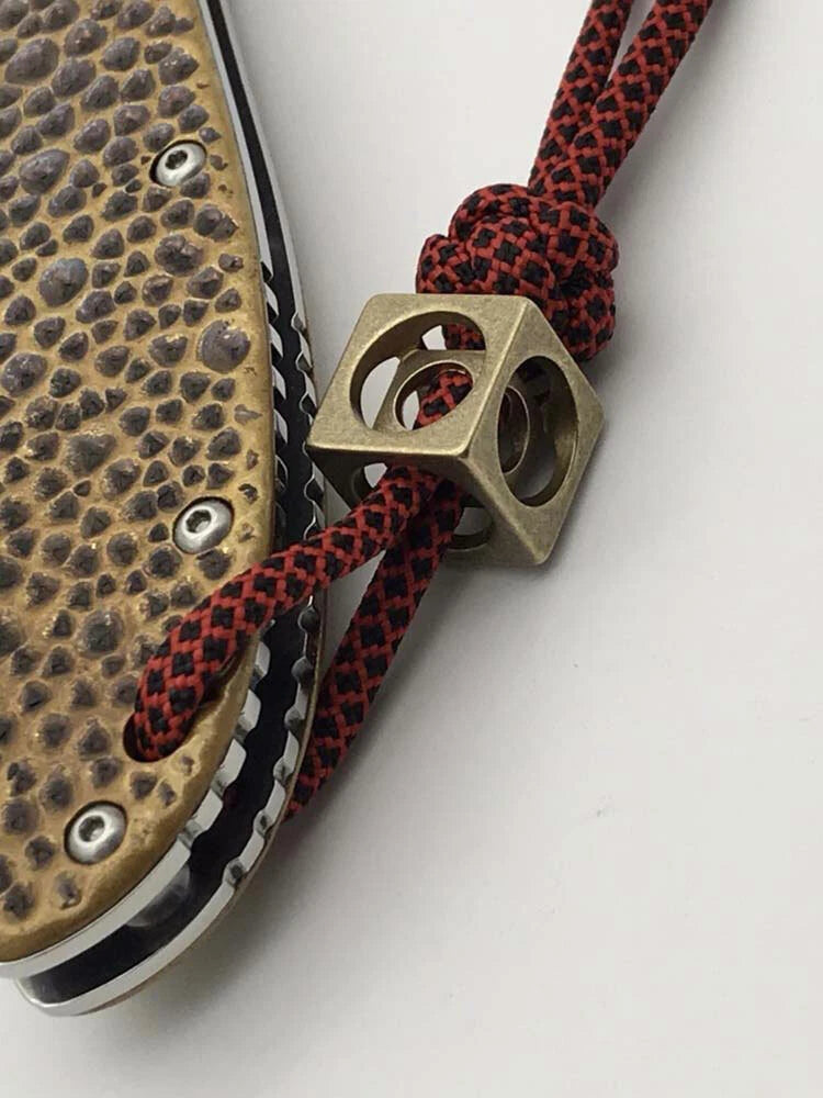 Solid Brass CNC Square Key Knife EDC Parachute Cord Bead Pendant Lanyard DZ-QQB EDC - KOEEK