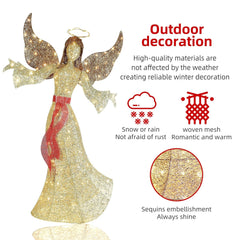 Christmas Angel Decoration 5FT Outdoor Pre-Lit with 120 LED Lights Elegant Xmas 07FC0E-D4 - KOEEK