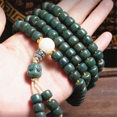 7*9mm Natural Green Bodhi 108 Buddha Prayer Beads Bracelet Amulet Necklace 07FC0E-D4 - KOEEK
