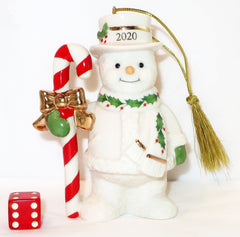 Lenox 2020 Candy Cane Annual Snowman Christmas Ornament Gold Tassel Cord Dated LENOX - KOEEK