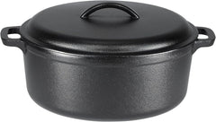 Round Pre-Seasoned Cast Iron Dutch Oven Pan with Lid and Double Handle, Black 07FC0E-D4 - KOEEK