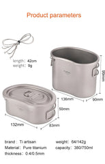 Lightweight Titanium Lunch Box Set Thermal Compartment Lunch Box for Hiking 07FC0E-D4 - KOEEK
