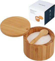 Bamboo Salt Cellar Bowl Box with Swivel Magnetic Lid to Avoid Dust 07FC0E-D4 - KOEEK