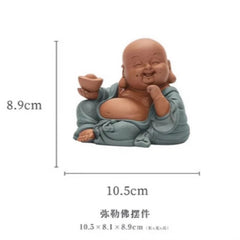 10.5cm Exquisitely Purple Clay Absorbing Wealth Maitreya Buddha Tea Pet Ornament 07FC0E-D4 - KOEEK