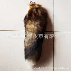 42CM Large Fox Tail Real Fox Fur Tail Keychain Fur Tassel Handbag 16.5" Gift 07FC0E-D4 - KOEEK