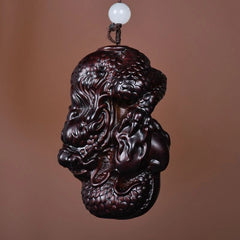 Ebony Wood Zodiac Dragon Carving Handheld Ornament Collectible Decor 07FC0E-D4 - KOEEK