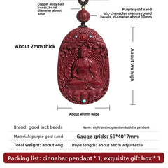 Natural Cinnabar Handcarved Twelve Zodiac Buddha Statue Pendant Amulet Necklace 07FC0E-D4 - KOEEK