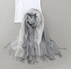 Hot Mens Flax Linen Scarf Breathable Tasseled Striped Shawl Unisex Neckerchief 07FC0E-D4 - KOEEK