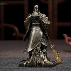 14cm Resin Chinese Guan Gong Feng Shui Buddha Statue Bronze Color Ornaments 07FC0E-D4 - KOEEK