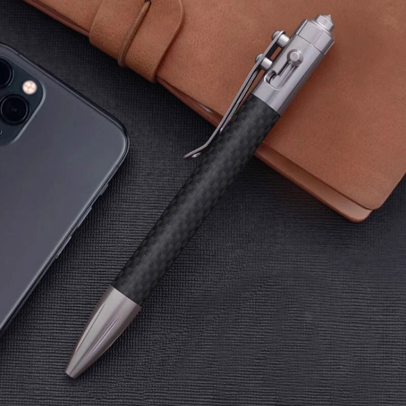 Practical Carbon Fiber + Titanium Alloy Pocket Ball Pen Business SignaturePenEDC 07FC0E-D4 - KOEEK