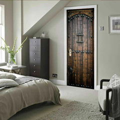 3D Wall PVC Sticker Art Rustic Wood Plank Door Decal Self-adhesive Wrap Murals 07FC0E-D4 - KOEEK