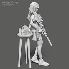 1:35 resin figure model Future Machine Gunner Girl Unassembled unpainted 07FC0E-D4 - KOEEK