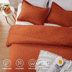 Comforter Set King 3-Piece, Lightweight Burnt Orange/Rust Shams