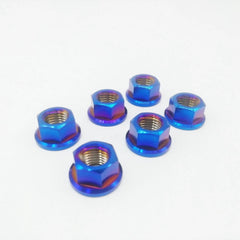 Burning blue M8x1.25mm Titanium Ti Sprocket Flange Nut MTB Motorcycle Bike 10pcs 07FC0E-D4 - KOEEK