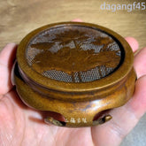 8cm Chinese Retro Copper Base Tea Saucer Handicraft Desktop Ornament 07FC0E-D4 - KOEEK