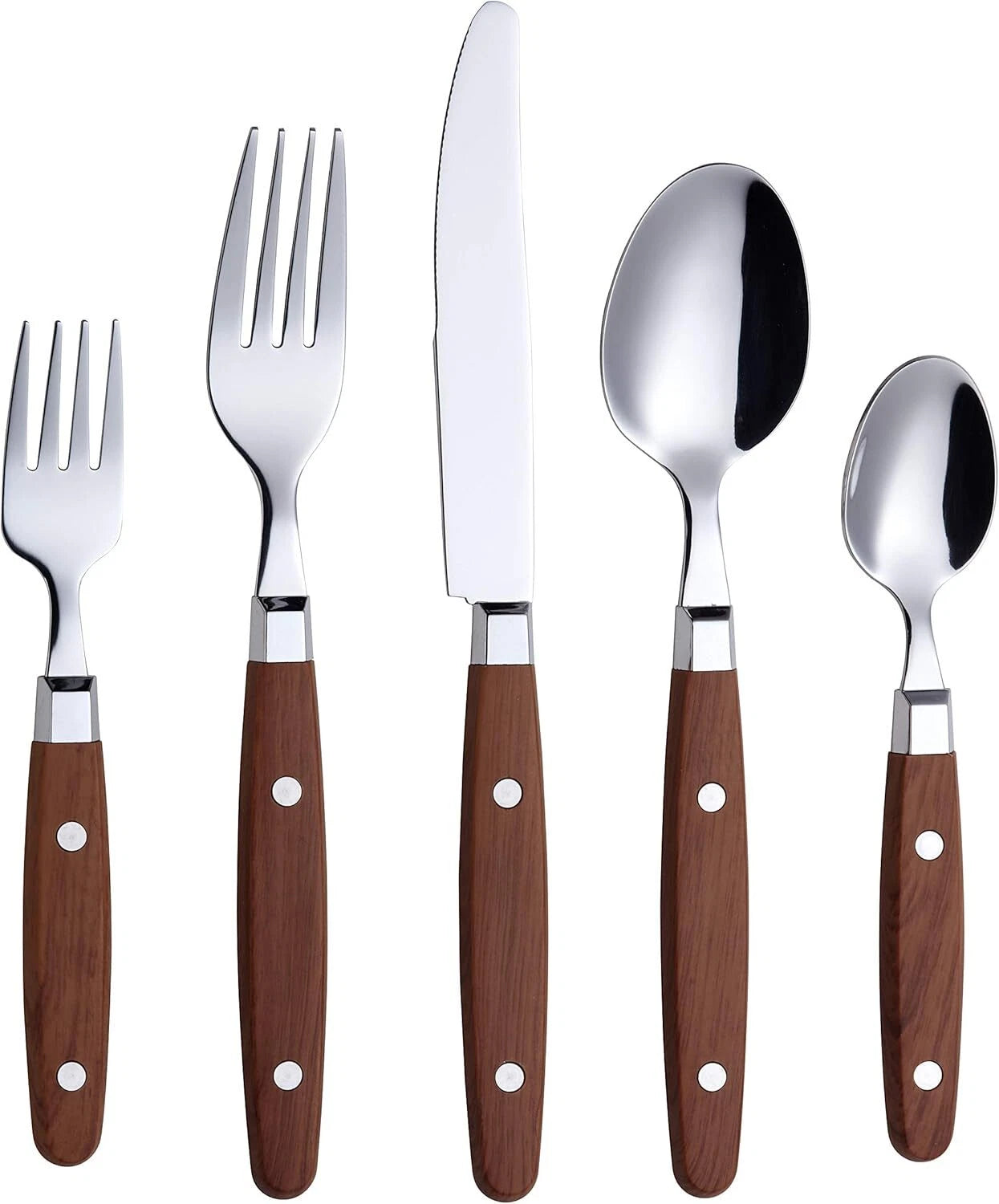 Silverware Set of 20 Stainless Steel Flatware with Colored Handle Rivets 07FC0E-D4 - KOEEK
