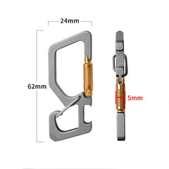 EDC Titanium Keychain Multi Tools Bottle Opener Crowbar Double Hanging Buckle 07FC0E-D4 - KOEEK