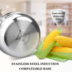 Tri-Ply Stainless Steel Stock Pot with Lid, 3-Quart, Kitchen Induction Cookware 07FC0E-D4 - KOEEK